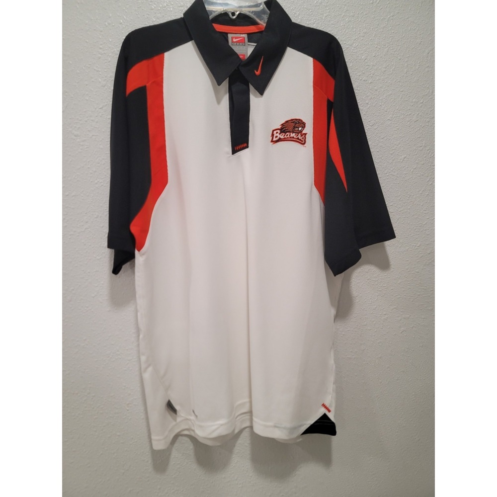 Oregon State Beaver NIke dry fit polo shirt M beaver mascot nike accents.